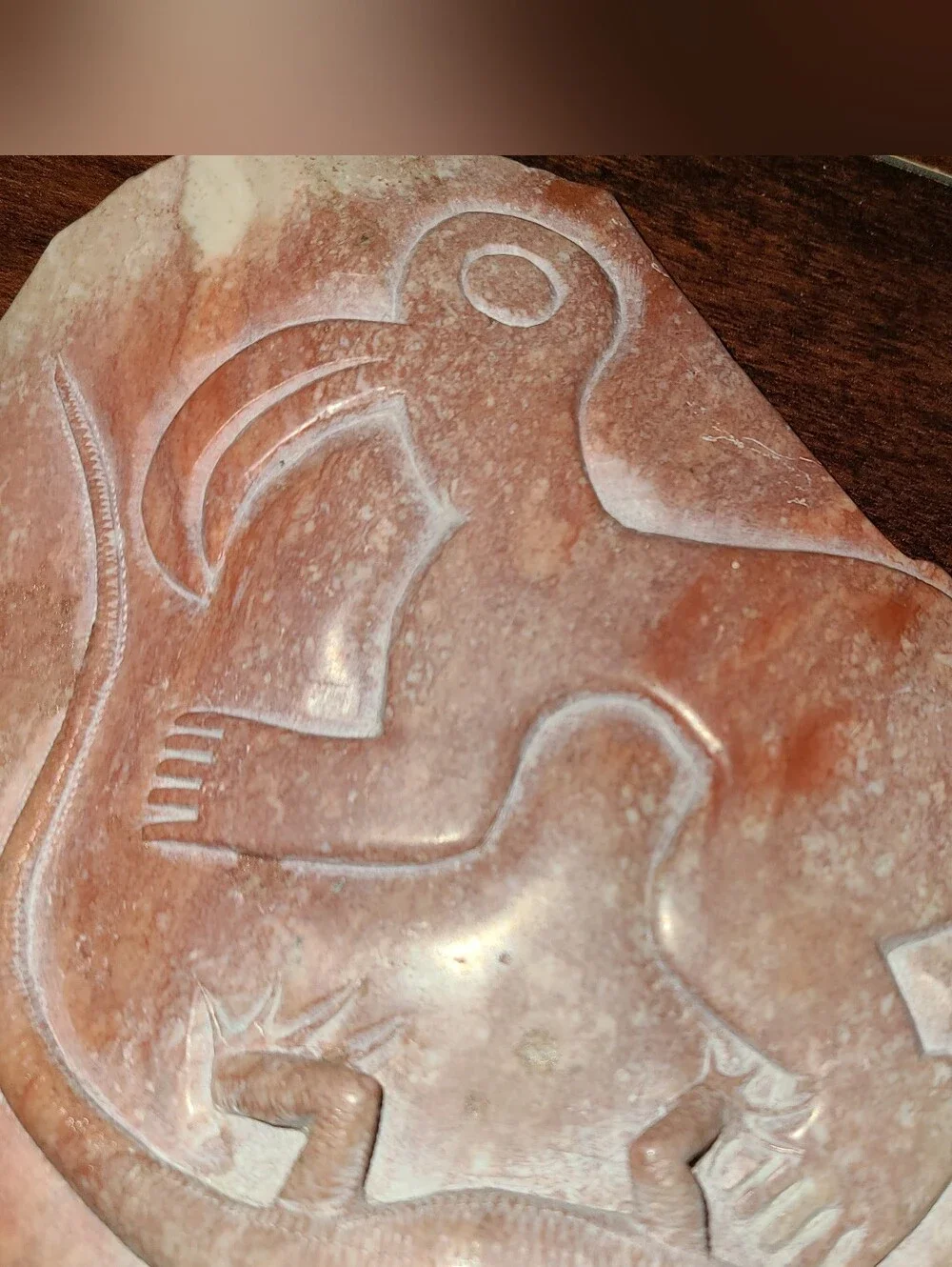 Polished 3D Hand Carved Stone Relief - Peruvian Nazca Monkey & Lizard 6